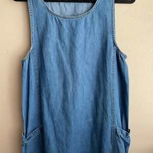 Denim knee-length dress. Fits like a small/medium.